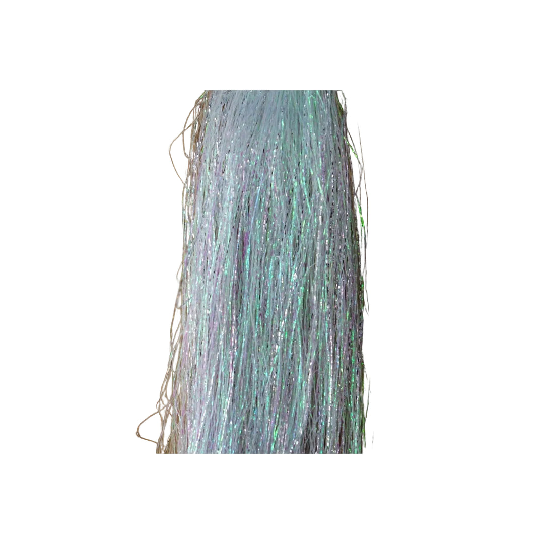 Hareline Polar Flash holographic silver-white fly tying material with pastel reflections