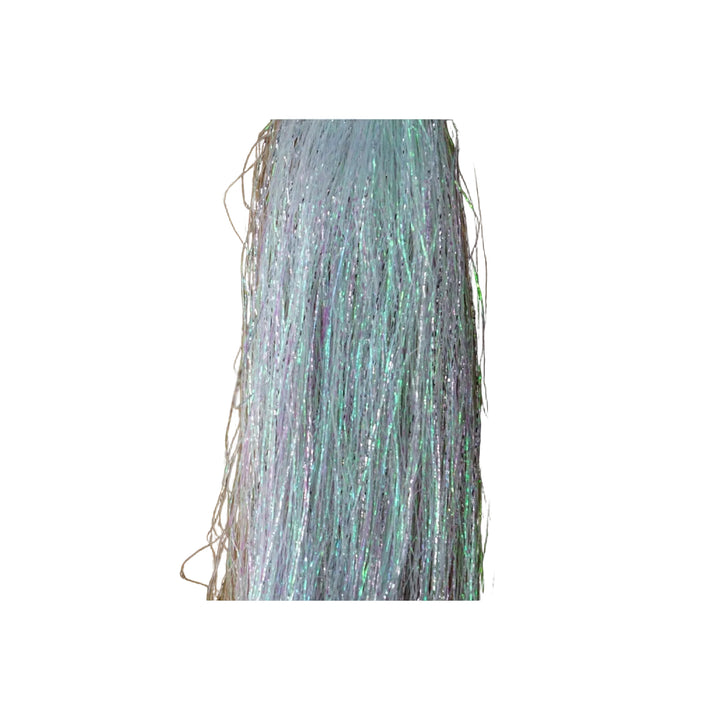 Hareline Polar Flash holographic silver-white fly tying material with pastel reflections