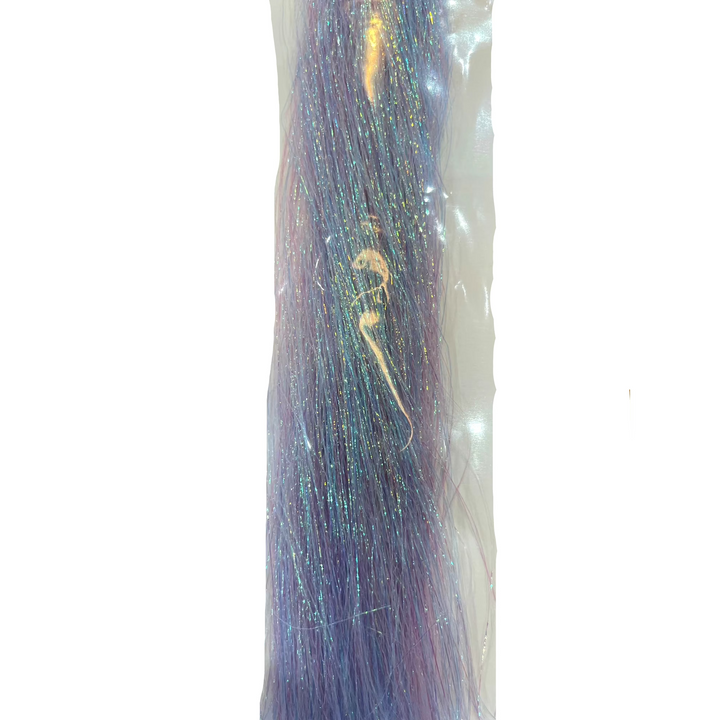 Sealed Hareline Polar Flash lavender to blue gradient fly tying material with sparkles