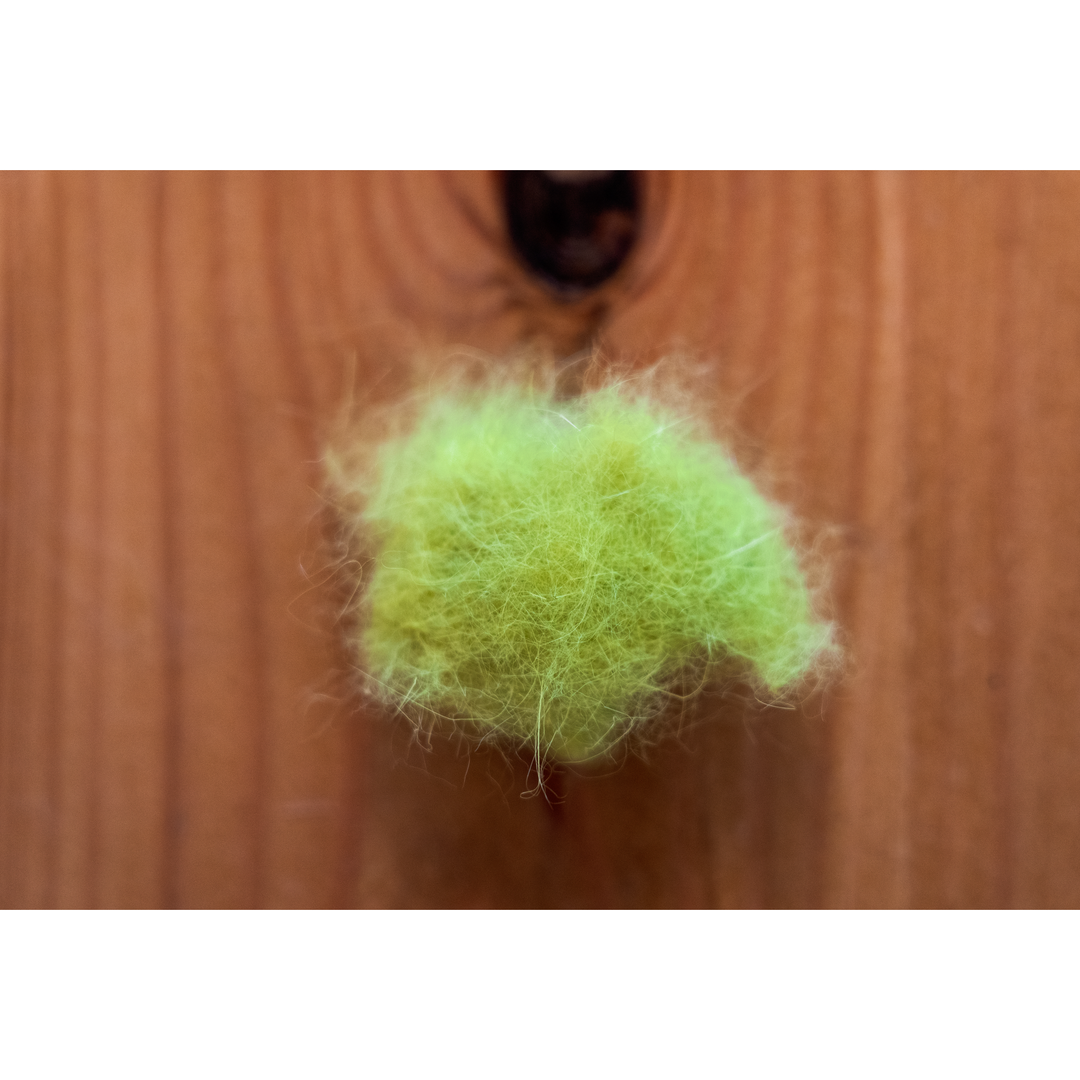 Lime green rabbit dubbing for fly tying nymph bodies