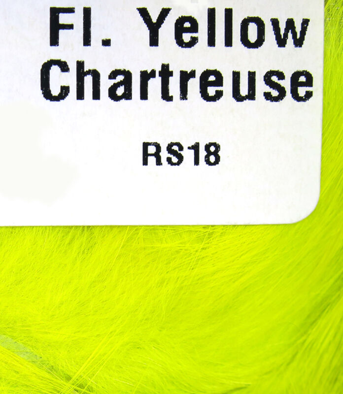 Fl yellow chartreuse rabbit fur strip close-up RS18