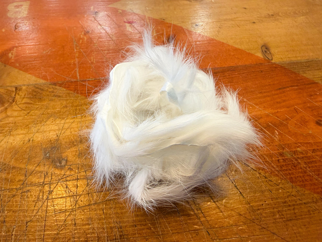 White rabbit fur strips for fly tying
