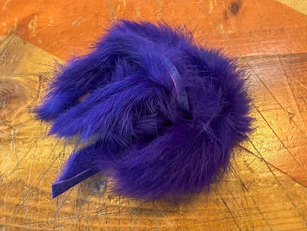 Purple rabbit fur strips for fly tying