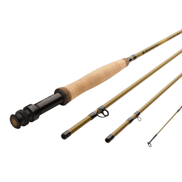 Disassembled four-piece Redington EDC travel fly rod sections
