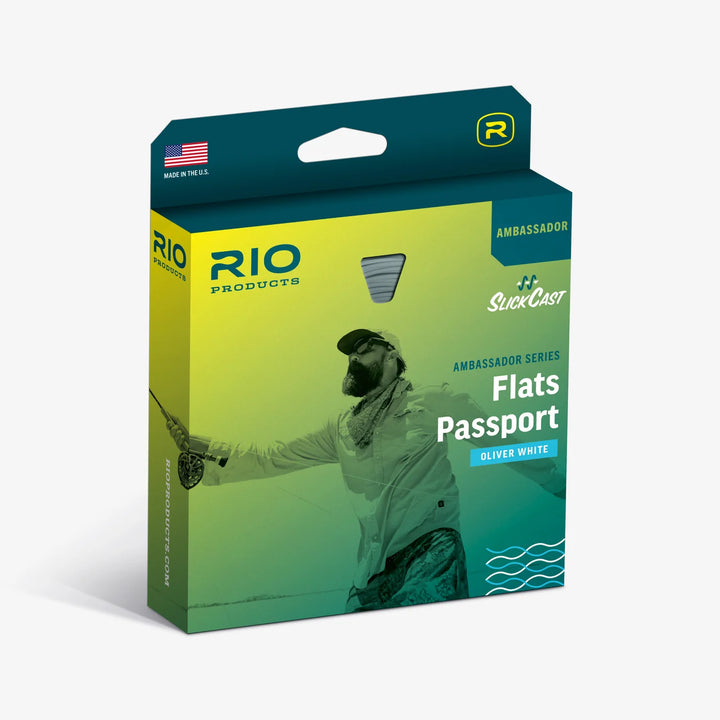 Rio Flats Passport Elite fly line packaging box showing Oliver White WF8F design