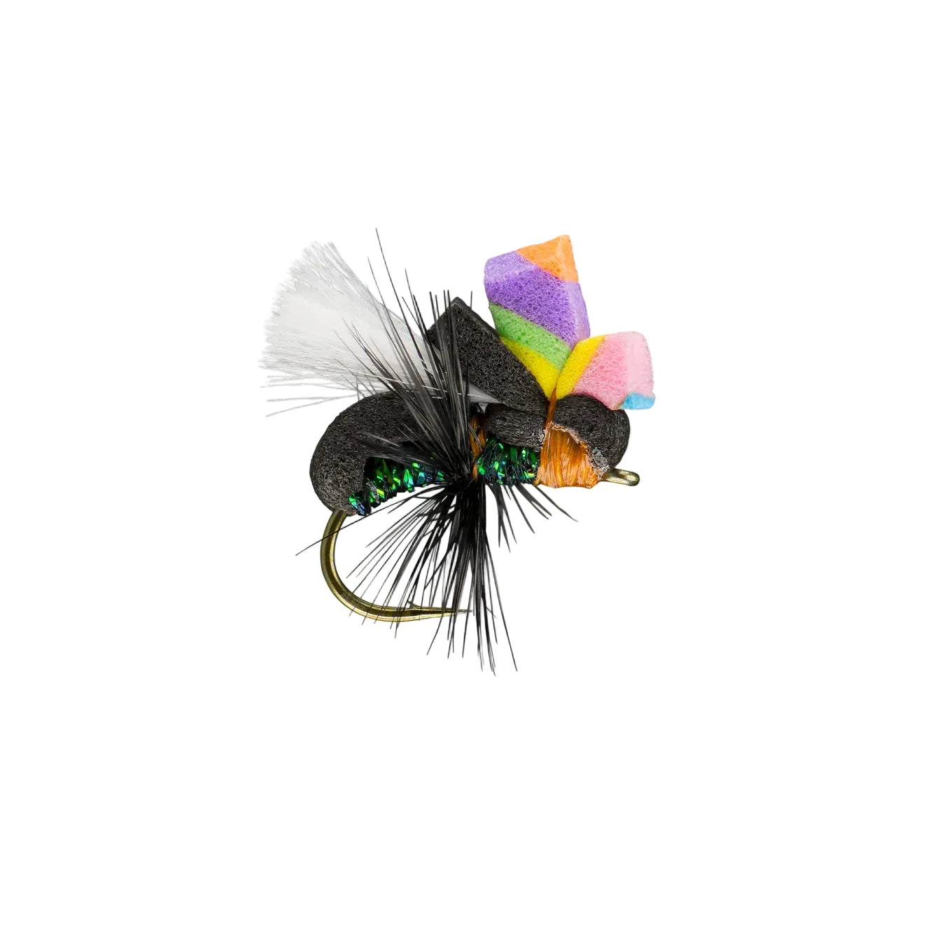 Rio Glo Ant fly with rainbow foam indicator and dark textured body