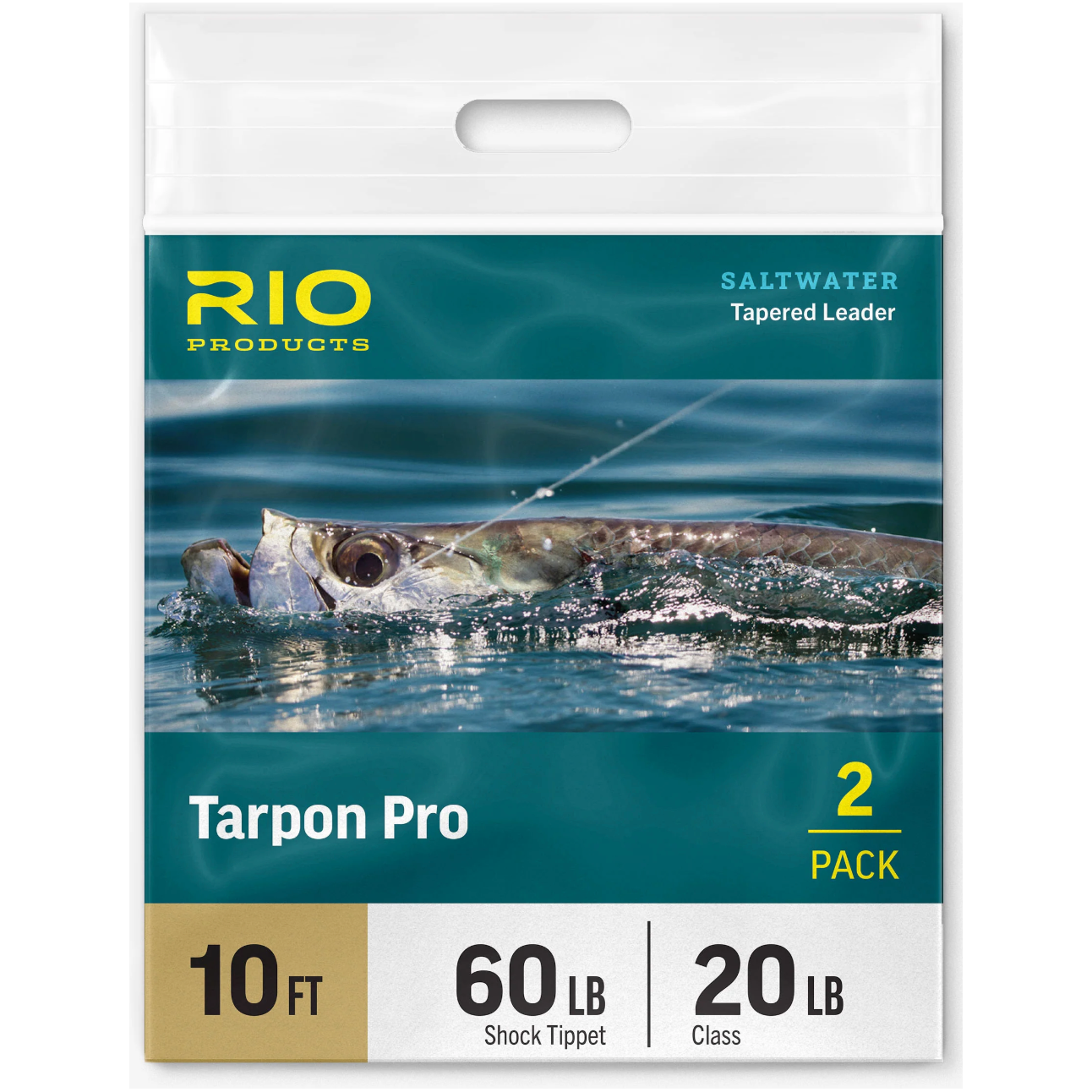 Rio Tarpon Pro 20lb Class saltwater tapered leader packaging with 60lb shock tippet