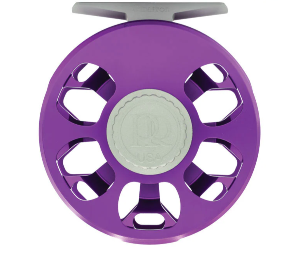 Ross Cimarron fly reel front face showing USA logo and six cutout frame design