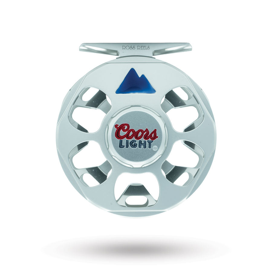 Ross Coors Light Cimarron LT fly reel with thermo-chromatic mountain graphic