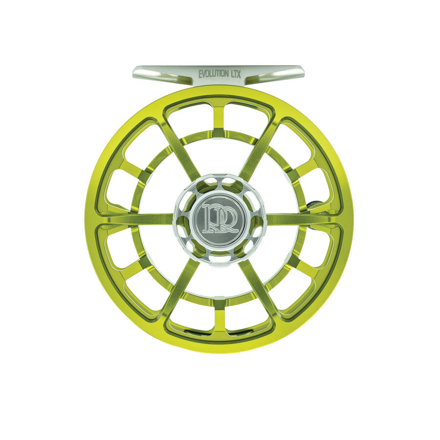 Ross Evolution LTX fly reel in chartreuse with open spool design