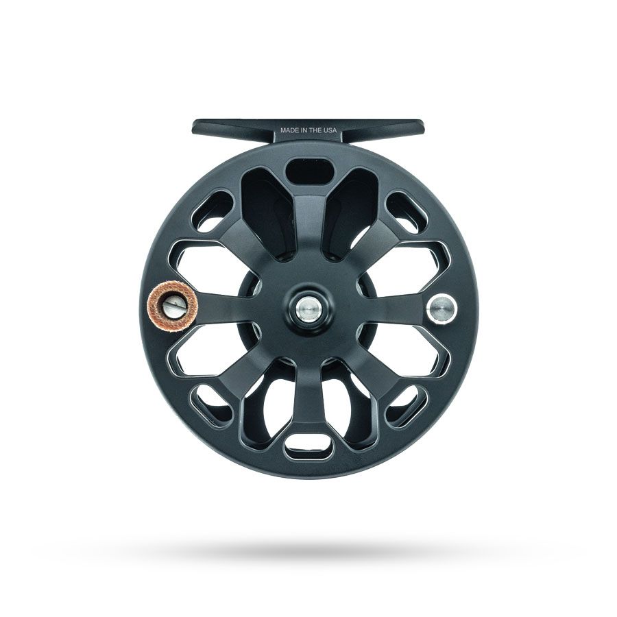 Black Ross Cimarron fly fishing reel with T-handle and copper accent ring
