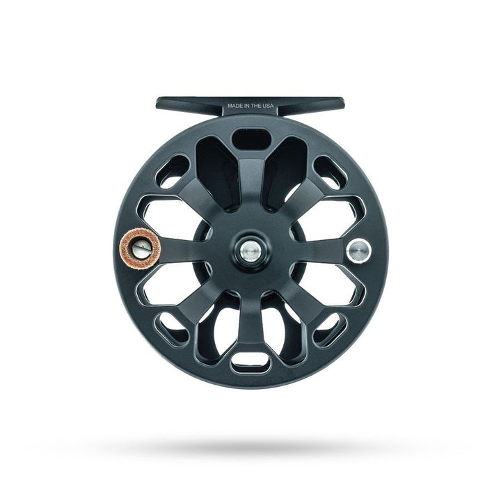 Black Ross Cimarron fly fishing reel with T-handle and copper accent ring
