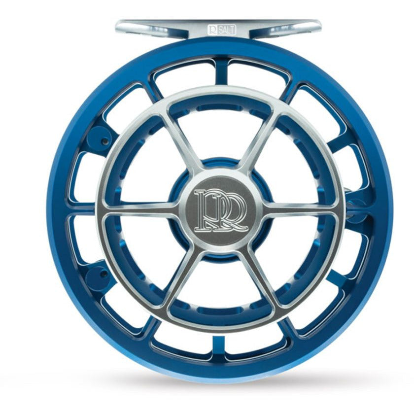 Ross Evolution R Salt blue and silver saltwater fishing reel with RR logo