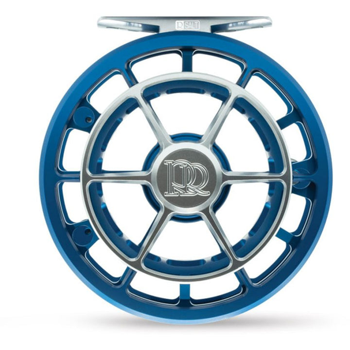 Ross Evolution R Salt blue and silver saltwater fishing reel with RR logo