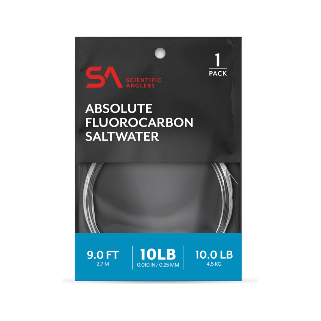 Scientific Anglers Absolute Saltwater Fluorocarbon Leader, 9ft 10lb tapered leader in recyclable packaging
