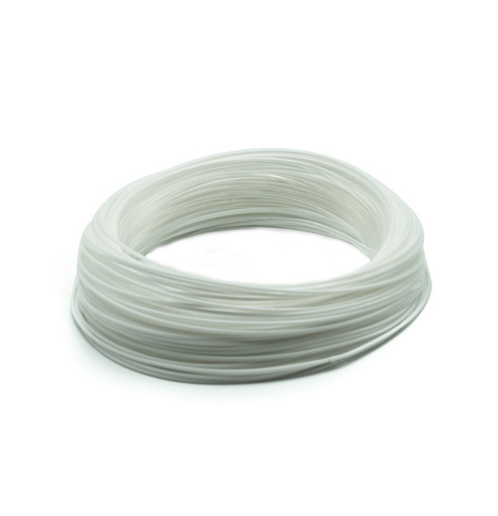 Close-up of smooth, translucent Scientific Anglers clear fly line texture