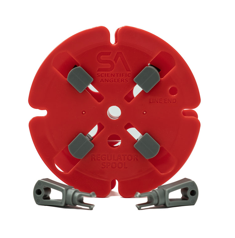 Scientific Anglers Regulator Spool red fly line winder with gray clamps