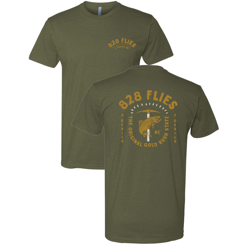 828 Flies X Tee Shirt Gold Rush 2 - Military Green