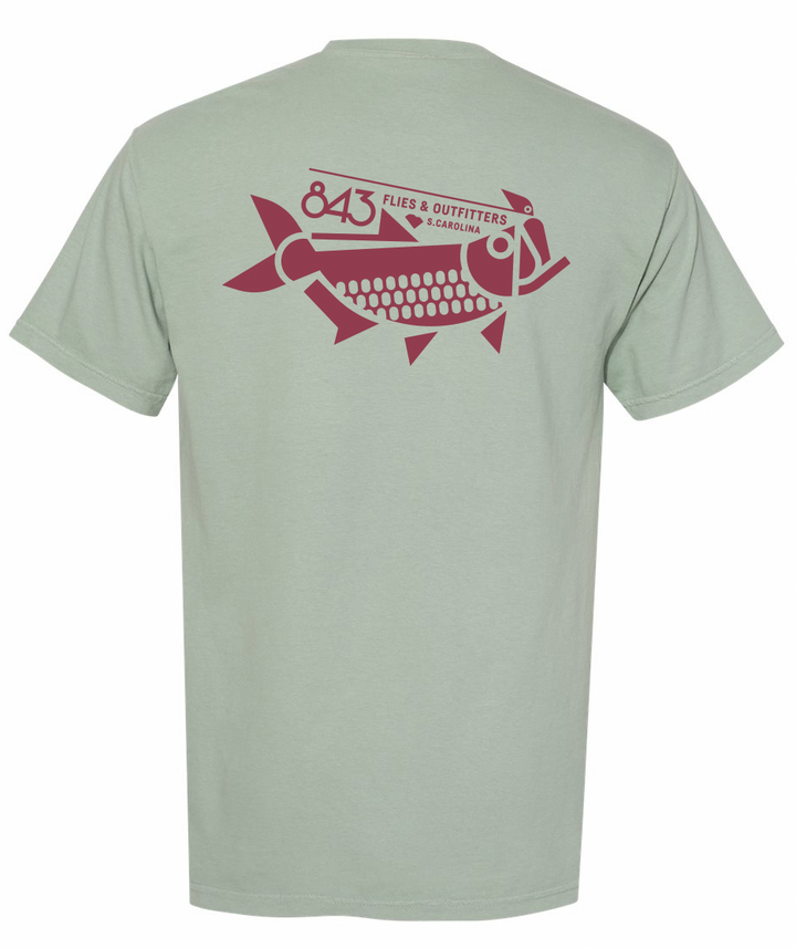 843 Flies Pocket Tee - Bay Blue - Lowcountry Poon