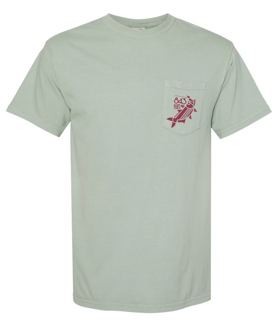 843 Flies Pocket Tee - Bay Blue - Lowcountry Poon