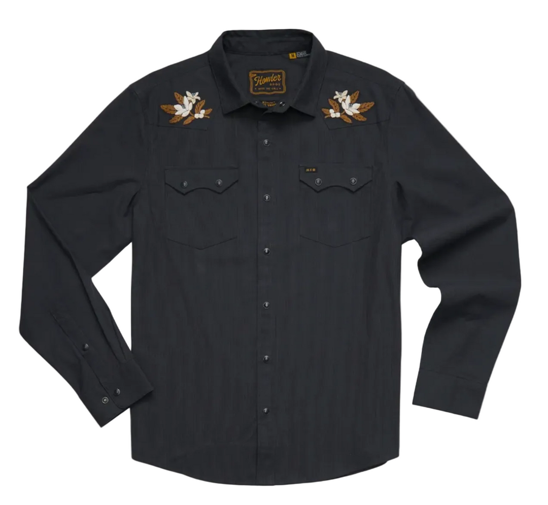 Howler Bros- Crosscut Deluxe Snapshirt - Orange Blossoms : Antique Black