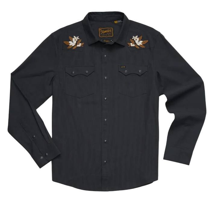 Howler Bros- Crosscut Deluxe Snapshirt - Orange Blossoms : Antique Black