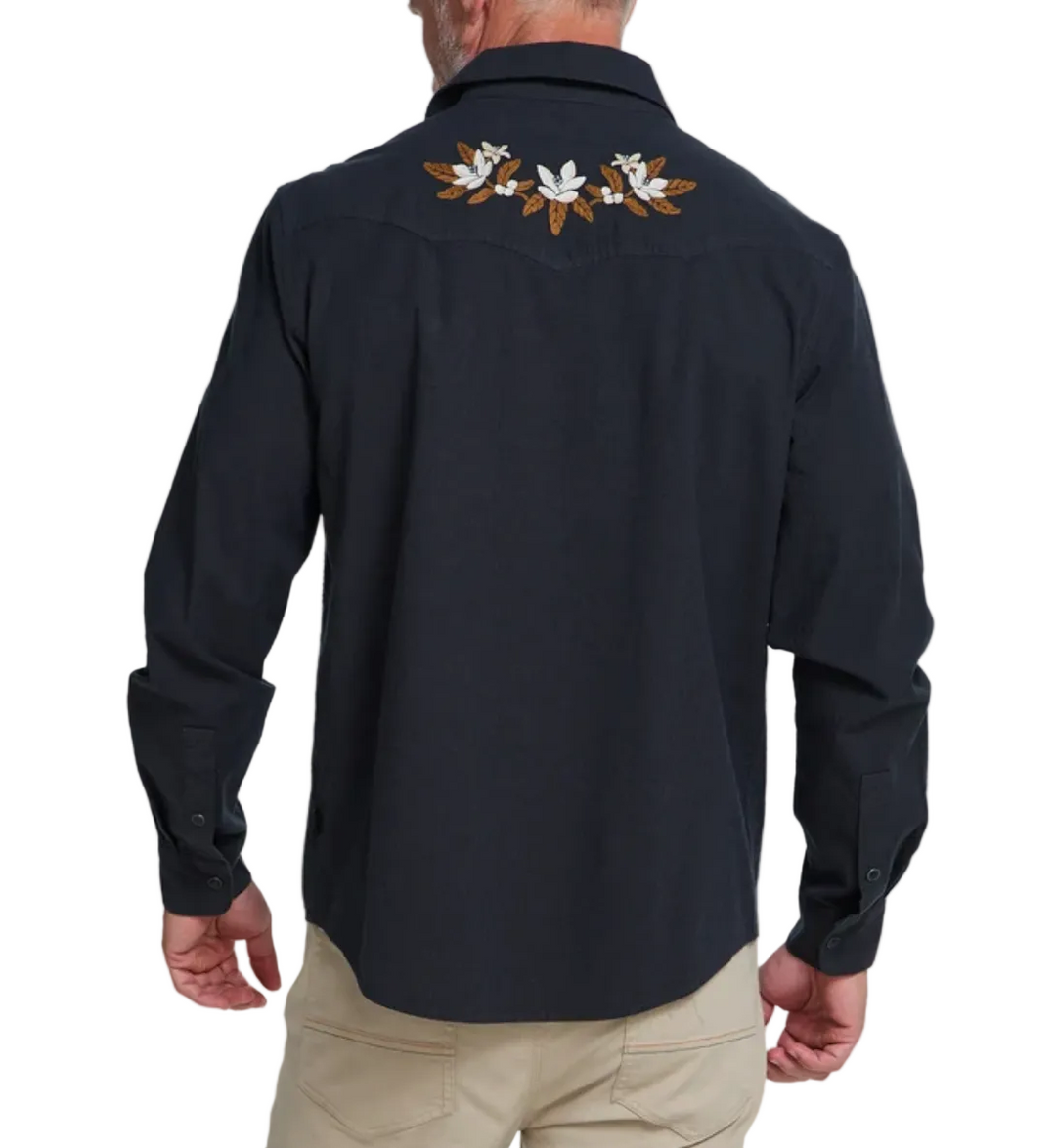 Howler Bros- Crosscut Deluxe Snapshirt - Orange Blossoms : Antique Black