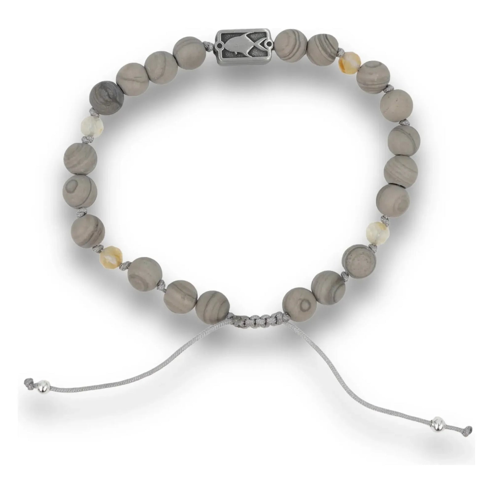 Sight Line Provisions Permit Grey + Citrine Beads bracelet with pulley closure