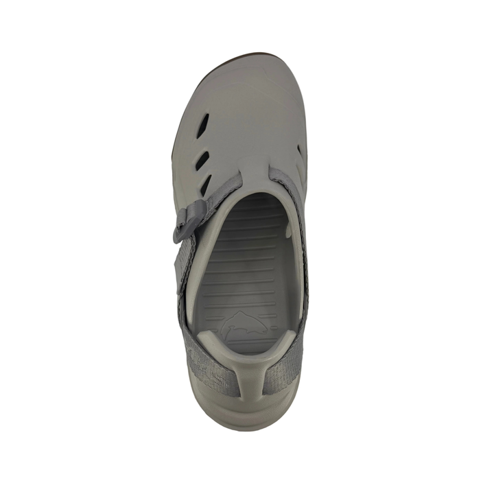 Simms Drifter interior footbed with fish logo and ridged texture