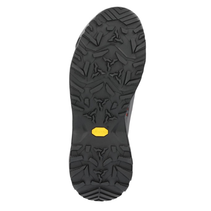 Vibram outsole tread pattern detail on Simms Flyweight wading boot