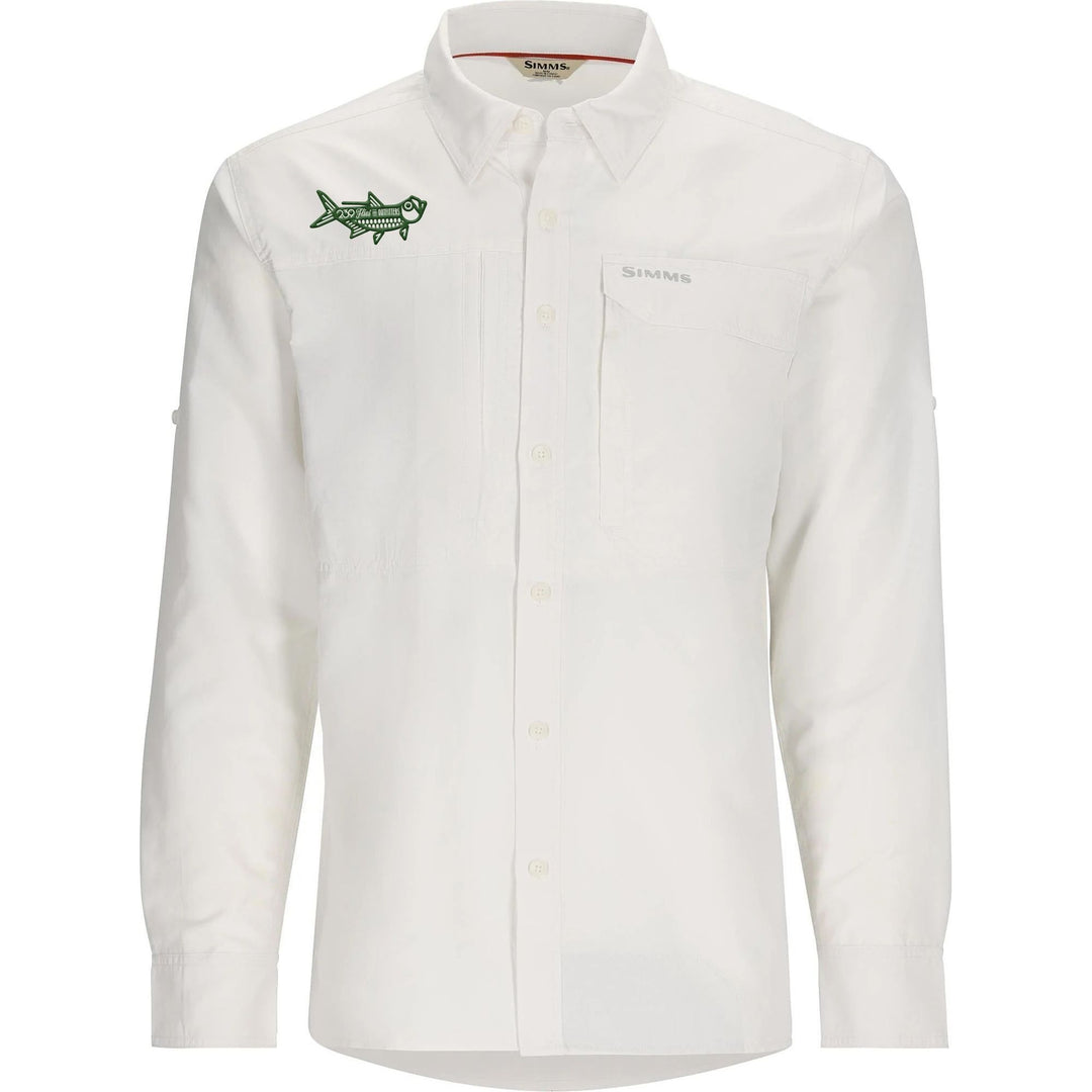 Simms Guide Shirt white with 239Flies Tarpon embroidered logo and zippered pockets