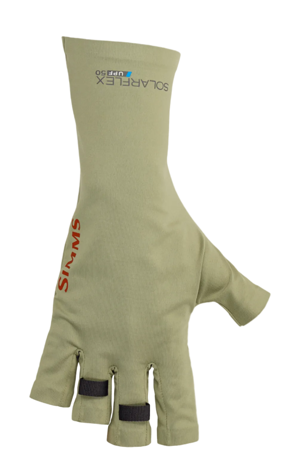 Simms Solarflex Pale Pine UPF 50+ fingerless fishing glove with open palm and cooling knit