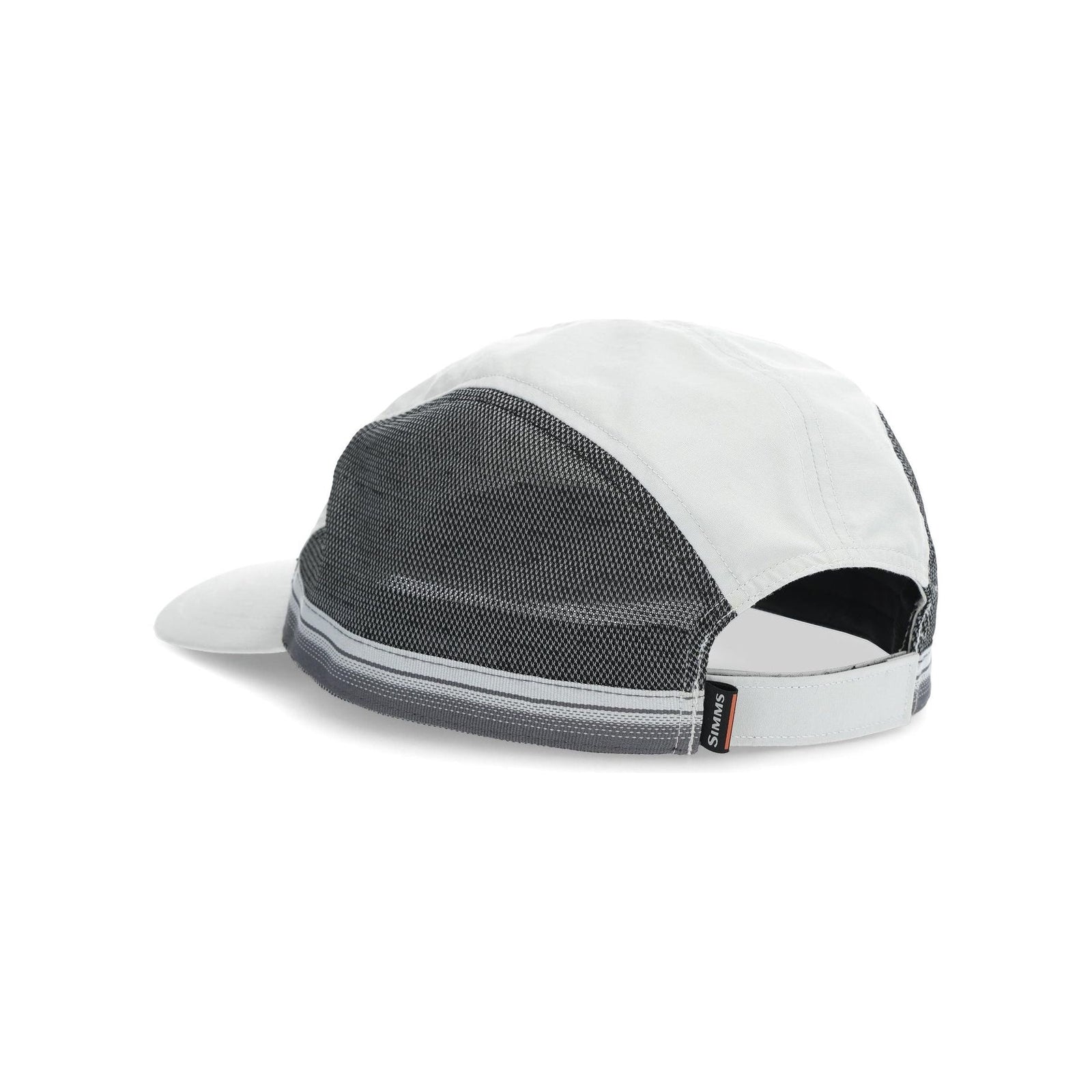 Simms Superlight Flats Cap Sterling rear view showing adjustable hook and loop strap and mesh side panels