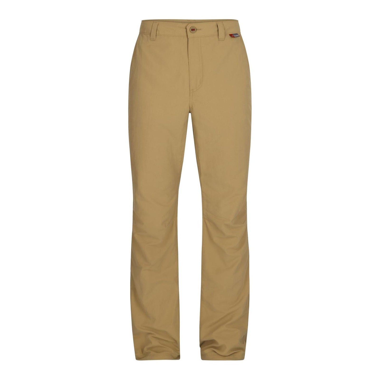 Simms Superlight Pant in Cork tan with button fly, belt loops, and woven label