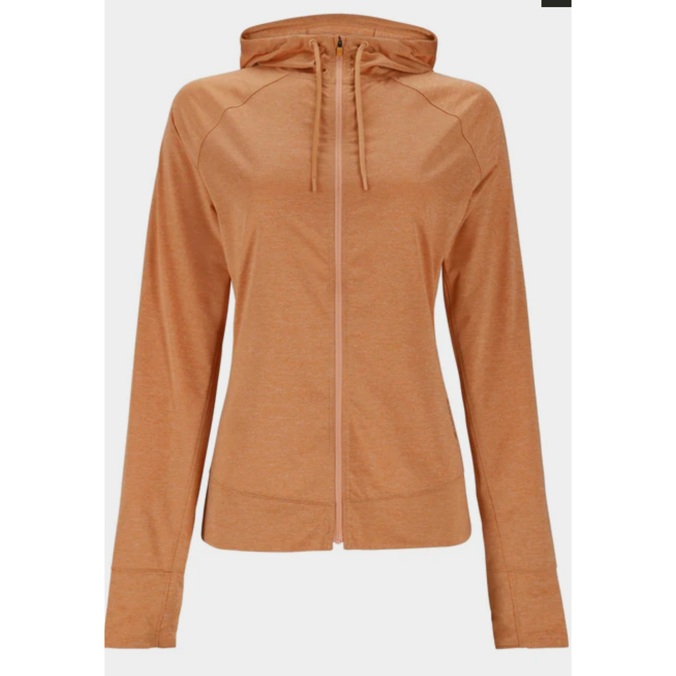 Simms Women's SolarFlex Full-Zip Hoody in Orange Maple Heather with UPF 50+ sun protection