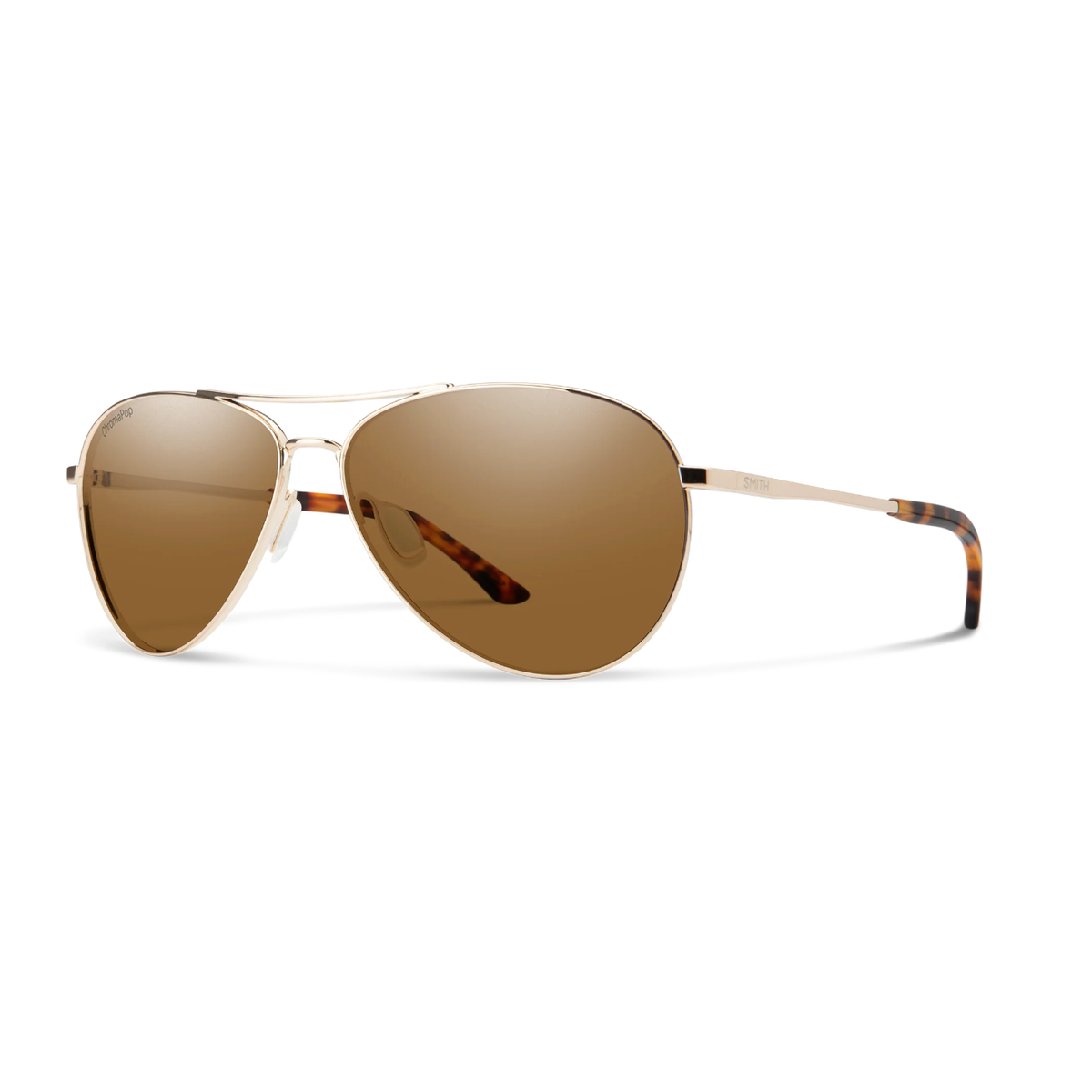 Smith Langley 2 aviator sunglasses with gold frame and ChromaPop polarized opal mirror lenses