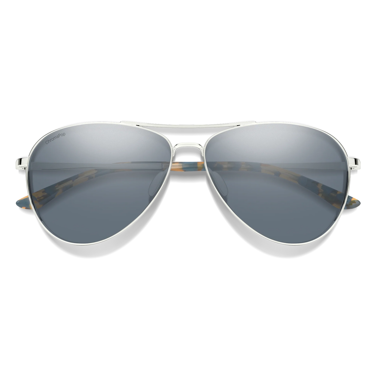 Smith Langley 2 silver aviator sunglasses with ChromaPop polarized slate lenses