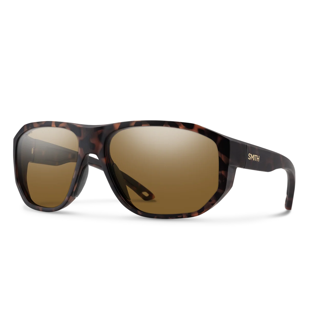 Smith Outrigger sunglasses front view showing matte tortoise frame and gold Smith logo