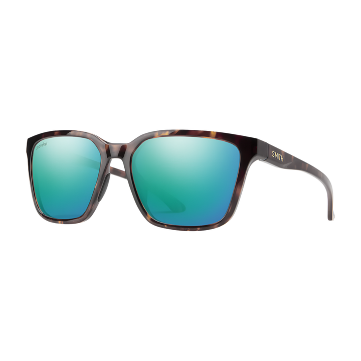 Smith Shoutout tortoise sunglasses with ChromaPop Polarized Opal Mirror lens