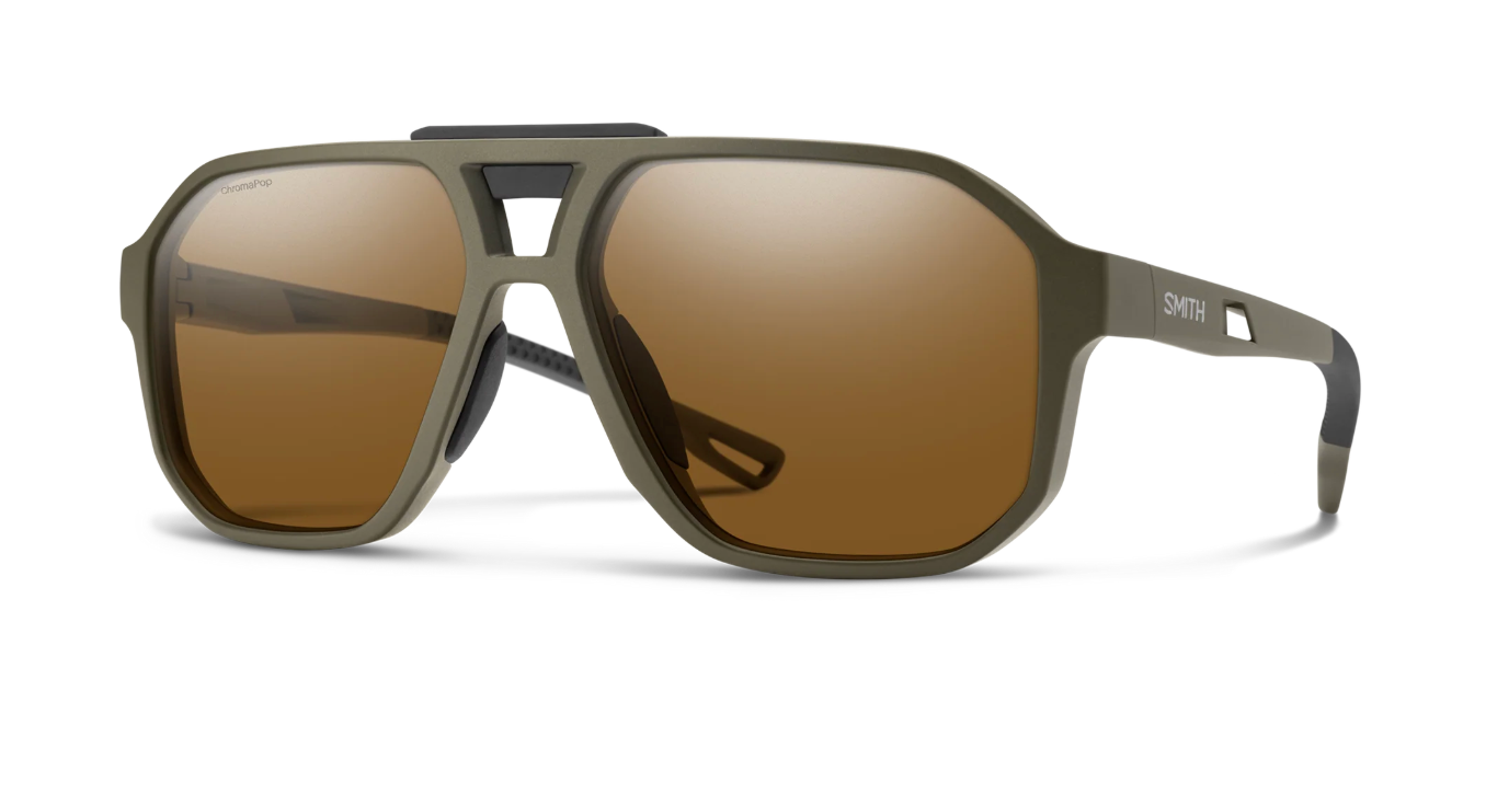 Smith Truss matte olive sunglasses with ChromaPop polarized brown lenses