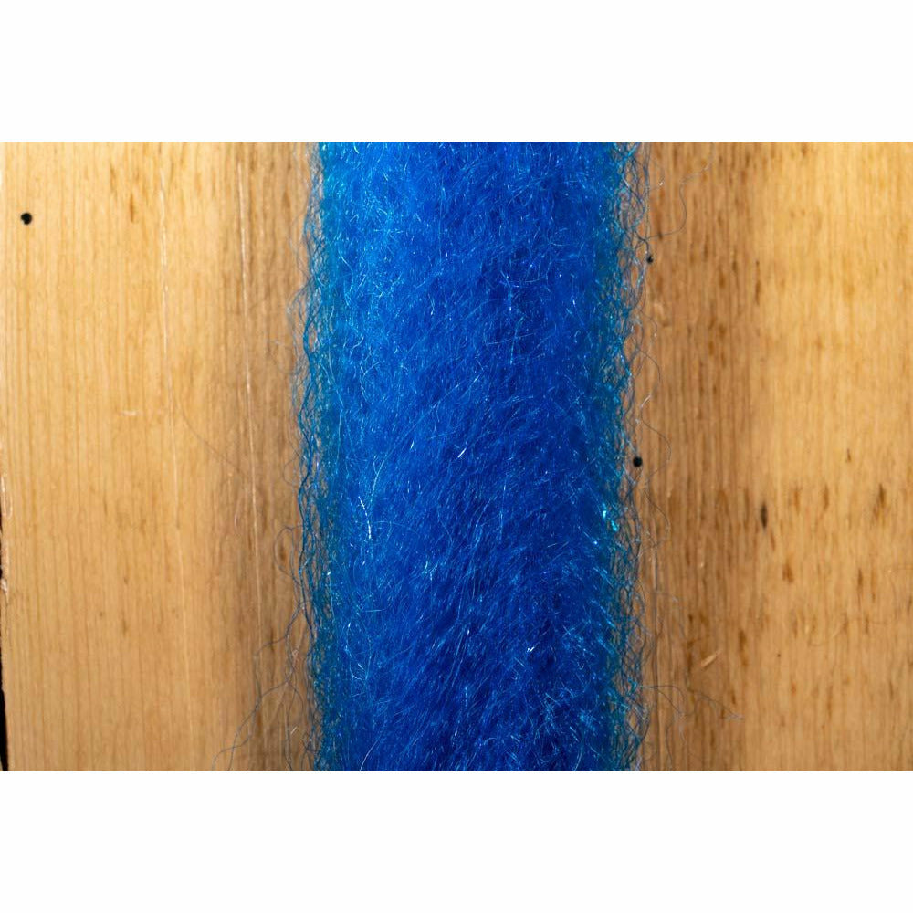 Royal blue curly synthetic fly tying material with subtle shimmer strands