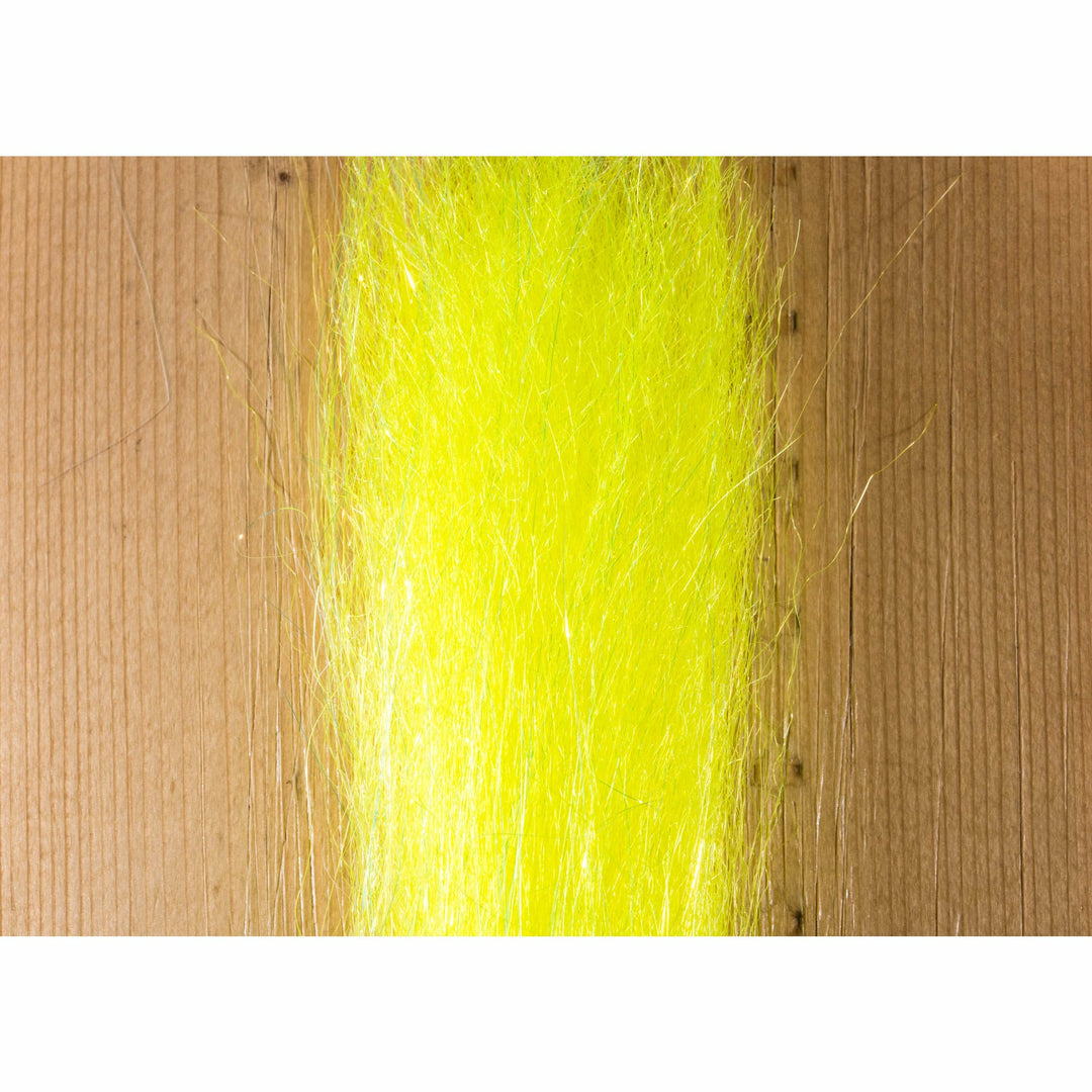 High-visibility chartreuse neon yellow-green straight fly tying fibers