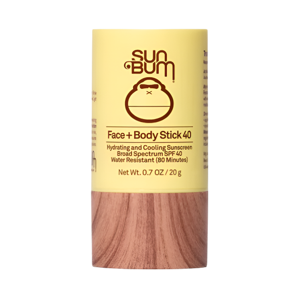 Sun Bum Face + Body Stick SPF 40 with wood grain cap