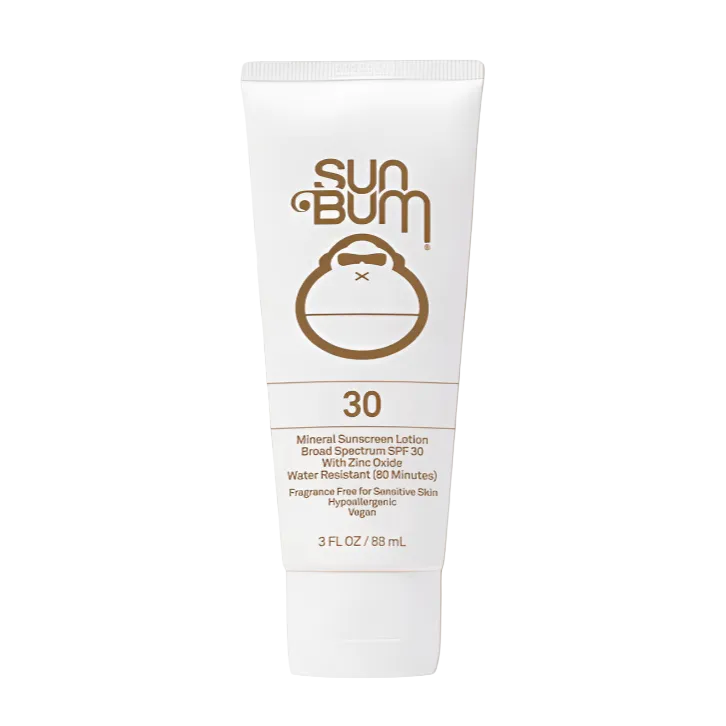 Sun Bum SPF 30 Mineral Sunscreen Lotion tube with zinc oxide