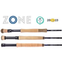 Set of three Thomas &amp; Thomas Zone fly rods displayed with branding