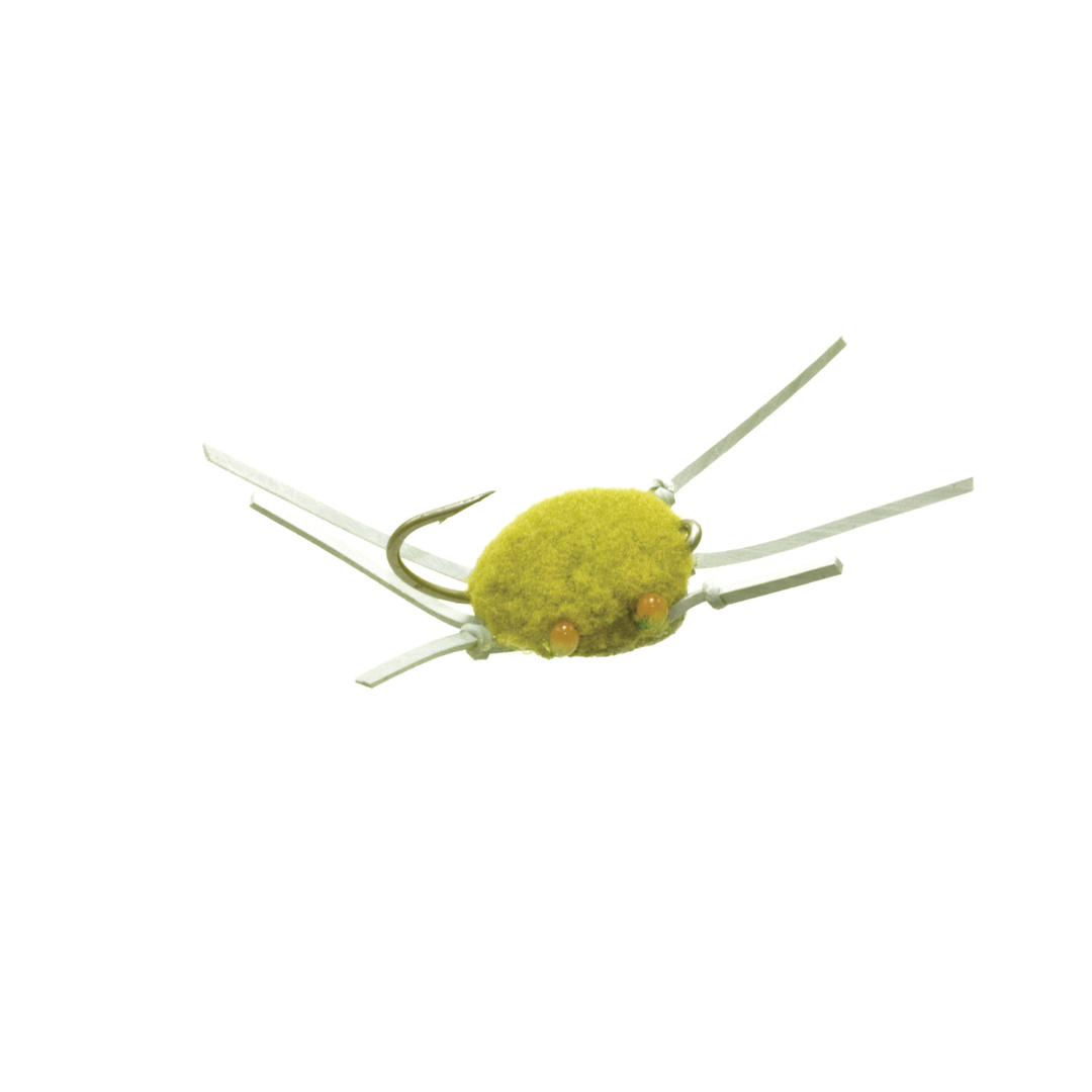 Umpqua Flats Crab fly in Lt. Olive size 6 with amber bead eyes and synthetic legs
