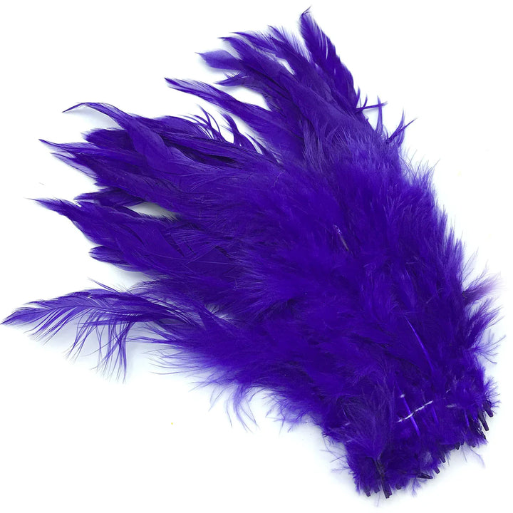 Violet UV2 Strung Schlappen fly tying feathers with soft underfluff and spiky guards