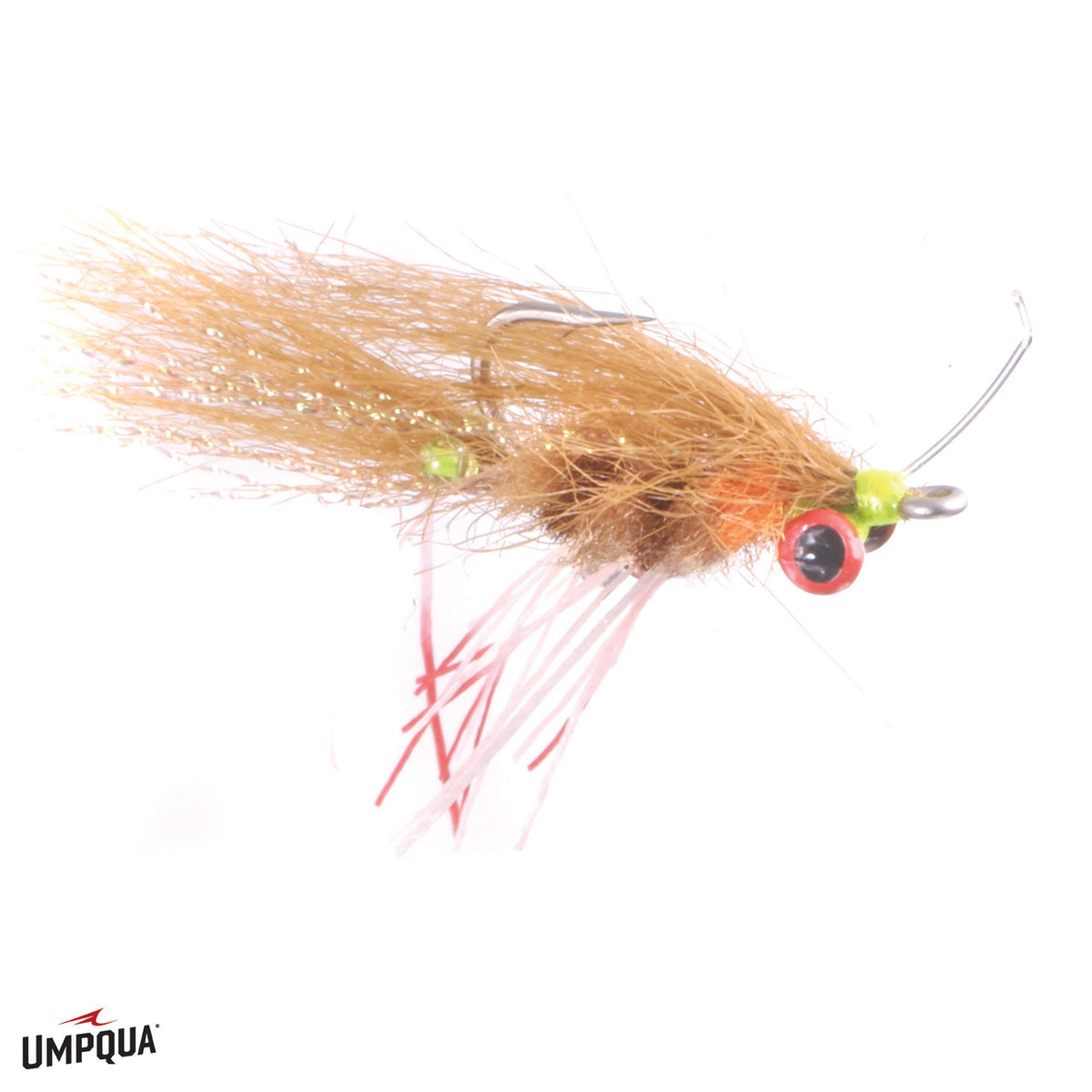 Umpqua Crimp Merkin #4 bonefish fly with red eyes and tan body