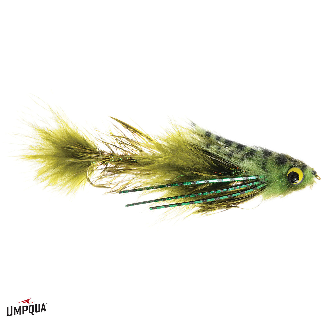 Umpqua Double Gonga olive green articulated streamer fly for freshwater fishing