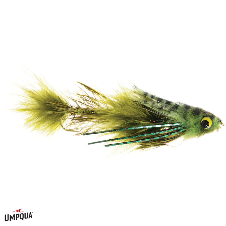 Umpqua Double Gonga olive green articulated streamer fly for freshwater fishing